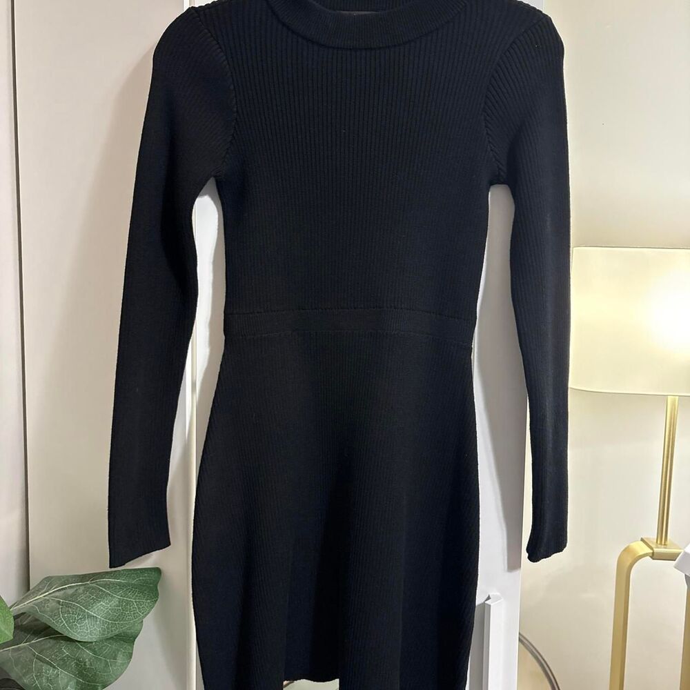 Lulus Black Mock Neck Mini Sweater Dress size XS
